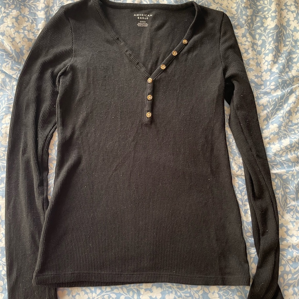 American Eagle Outfitters Black Long Sleeve Top